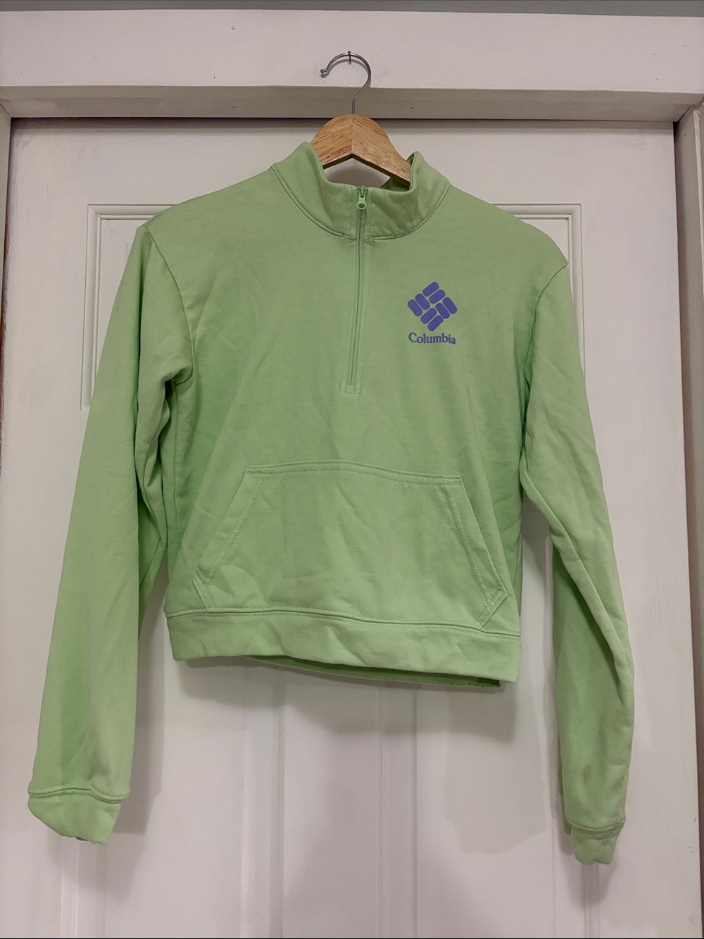 Columbia Pale Green Half-Zip Pullover with Blue Logo